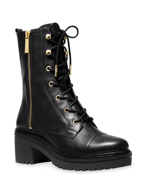 michael kors black anaka combat boots|Anaka Leather Combat Boot .